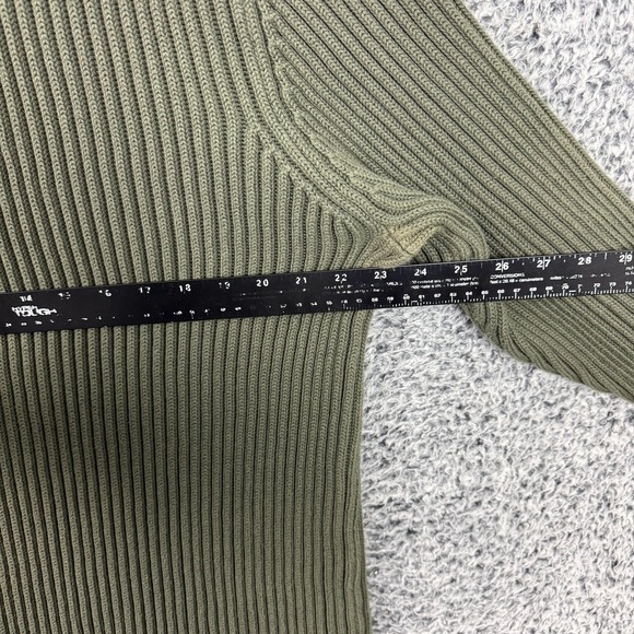 L.L.Bean Sweater Mens 2XL Olive Green Rib Knit Cotton Crewneck Pullover Heavy - Picture 12 of 13